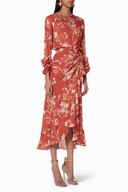 Shop Johanna Ortiz Pink Pink Botanical Gardens Floral Dress For Women Ounass Saudi Amores lejanos floral wrap dress. shop johanna ortiz pink pink botanical