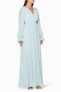 Shop Self Portrait Blue Light Blue Chiffon Maxi Dress For Women Ounass Saudi