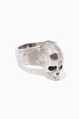Shop Emanuele Bicocchi Silver Silver Hammered Skull Ring For Men