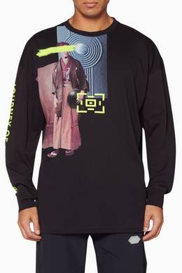 Shop Les Benjamins Black Black Jiro Kimono Long Sleeve T Shirt For Men Ounass Bahrain