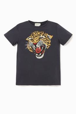 Shop Gucci Black Tiger Print T Shirt For Kids Ounass Oman