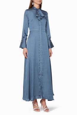 Shop Banana Republic Blue Savannah Satin Neck Tie Maxi Dress For