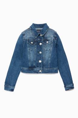 Shop Diesel Blue Blue Denim Girls Jacket For Kids Ounass Uae