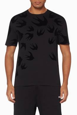 alexander mcqueen swallow print t shirt
