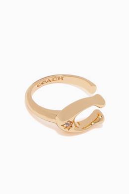 Shop Coach Gold Signature C Ring For Women Ounass Uae