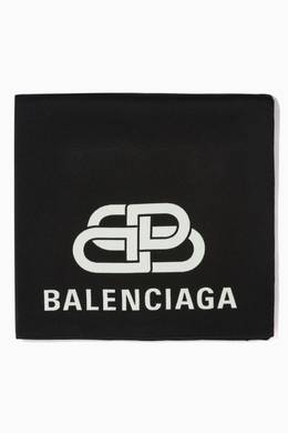 Shop Balenciaga Black Bb Logo Blanket Wool Scarf For Women Ounass Bahrain