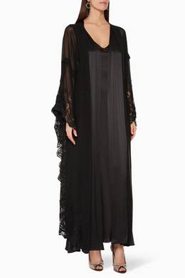 Shop Pearl Haute Couture Black Floral Lace Embellished Abaya Sheila For Women Ounass Uae