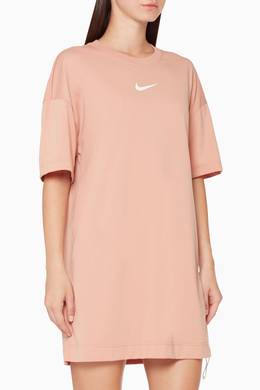 Shop Nike Pink Logo Print T Shirt Dress For Women Ounass Oman