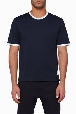 Shop Thom Browne Blue Jersey Ringer T Shirt For Men Ounass