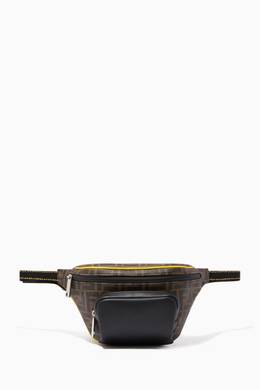 Shop Fendi Brown Ff Motif Leather Detailed Belt Bag For Men