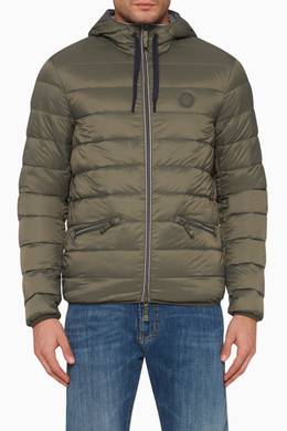 Shop Armani Exchange Green Down Filled Hooded Jacket For Men Ounass Bahrain Buy armani exchange mens sateen logo baseball hat: down filled hooded jacket
