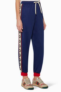 Shop Gucci Blue Gg Logo Stripe Tracksuit Pants For Women Ounass Uae