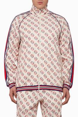 Shop Gucci Neutral Gg Jersey Oversized Track Jacket For Men Ounass Uae
