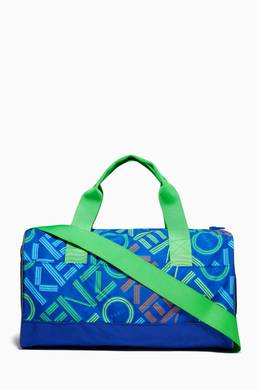 Shop Kenzo Blue Aktion Canvas Logo Print Holdall For Kids Ounass Oman