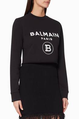 تسوق سويت شيرت قصير بطبعة شعار الماركة Balmain أسود للنساء ا ناس البحرين