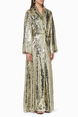 Shop Bouguessa Gold Sequin Robe Dress For Women Ounass Uae