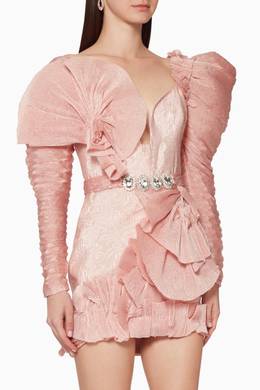 Shop Raisa Vanessa Pink Ruffle Frill Embellished Mini Dress For Women Ounass Oman Tiger patterned strass embellished jumpsuit. shop raisa vanessa pink ruffle frill