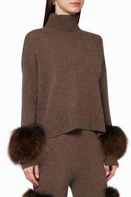 Fur trimmed Wool Sweater