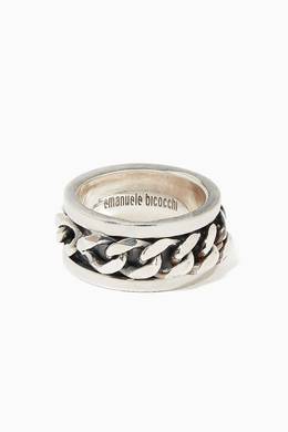 Shop Emanuele Bicocchi Silver Sterling Silver Chain Ring For Men