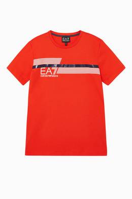 Shop Emporio Armani Orange Train 7 Lines Graphic T Shirt For Kids