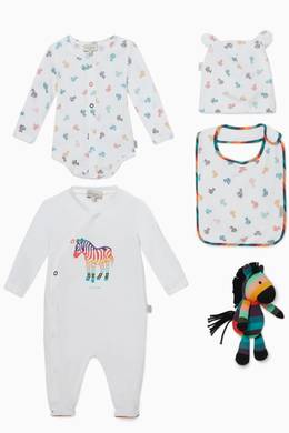 Shop Paul Smith White Rainbow Zebra Print Set For Kids Ounass Oman