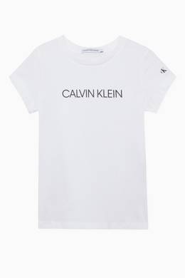 تسوق تي شيرت بطبعة شعار الماركة Calvin Klein أبيض للأطفال ا ناس السعودية