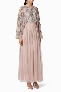 Shop Maya Pink Wide Sleeve Embellished Maxi Dress For Women Ounass Uae