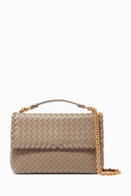 Shop Bottega Veneta Grey Small Olimpia Intrecciato Nappa Bag For