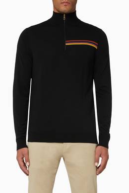 Shop Paul Smith Black Artist Stripe Merino Wool Pullover For Men Ounass Bahrain
