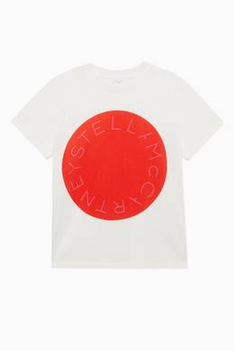 Shop Stella Mccartney Neutral Circle Logo Cotton T Shirt For Kids Ounass Oman
