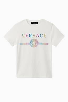 Shop Versace White Holographic Medusa Logo T Shirt For Kids Ounass Oman
