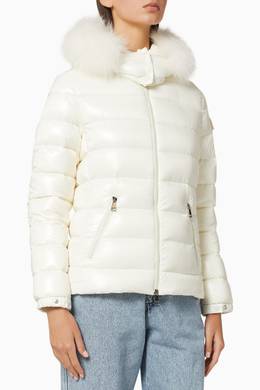 Shop Moncler White Badyfur Hooded Down Jacket For Women Ounass Saudi
