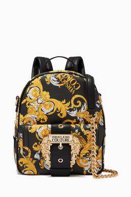 Shop Versace Jeans Yellow Couture1 Backpack In Logo Baroque Eco Leather For Women Ounass Bahrain