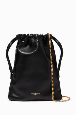 Shop Saint Laurent Black Teddy Bucket Bag In Leather For Women Ounass Oman