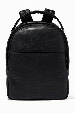 backpack in logo embossed faux leather