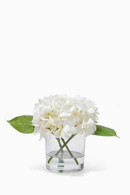 Shop Bloomr White Medium Artificial Hydrangea Floral Arrangement With Glass Vase For Women Ounass Saudi