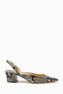 Shop Jimmy Choo Silver Gini 45 Slingback Pumps In Snake Print Leather For Women Ounass Oman