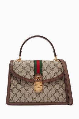 Shop Gucci Brown Small Ophidia Top Handle Bag In Gg Supreme Canvas For Women Ounass Uae