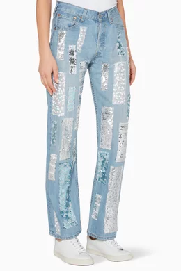 Shop Ragyard Blue Ragyard X Levis Embellished Straight-Leg Jeans for WOMEN  | Ounass UAE