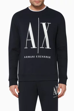Shop Armani Exchange Blue Icon Logo Print Sweatshirt for MEN | Ounass Saudi  Arabia