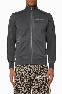 Shop Palm Angels Grey Garment Dyed Track Jacket for MEN | Ounass UAE
