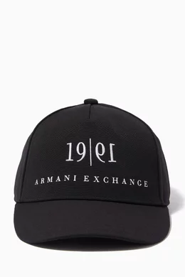 Shop Armani Exchange Black 1991 Baseball Cap in Twill for MEN | Ounass UAE