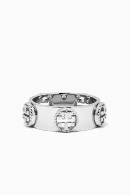 Shop Tory Burch Silver Milgrain Logo Ring in Stainless Steel for WOMEN |  Ounass UAE