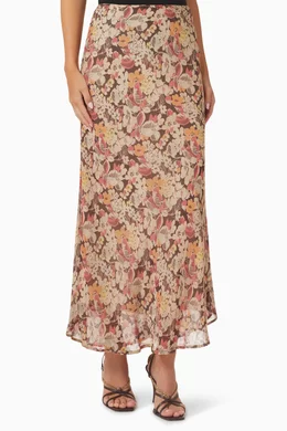 Shop Polo Ralph Lauren Brown Floral Maxi Skirt for WOMEN | Ounass UAE