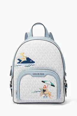 Shop Michael Kors White Medium Jaycee Jet Set Girls Printed Backpack in  Coated-canvas for WOMEN | Ounass UAE