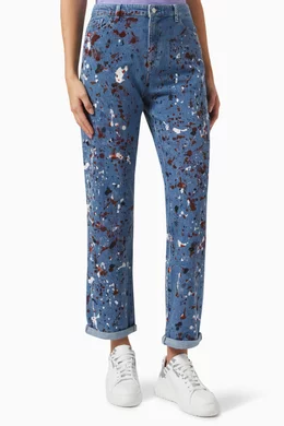 Shop Emporio Armani Blue Paint Splatter Jeans in Denim for WOMEN | Ounass  UAE