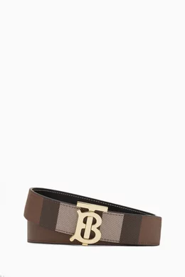 Shop Burberry Brown Vintage Check Reversible Belt in Leather & Canvas for  WOMEN | Ounass UAE