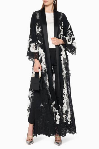 hover state of French Lace & Satin Abaya    