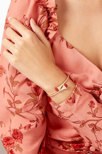 hover state of Cleo Statement Red Coral & Diamond Bangle in 18kt Yellow Gold    