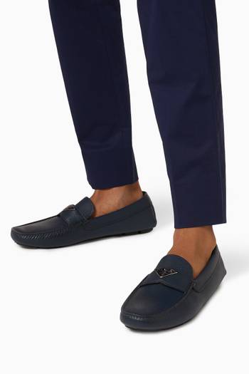 hover state of Triangle Logo Loafers in Saffiano Leather       